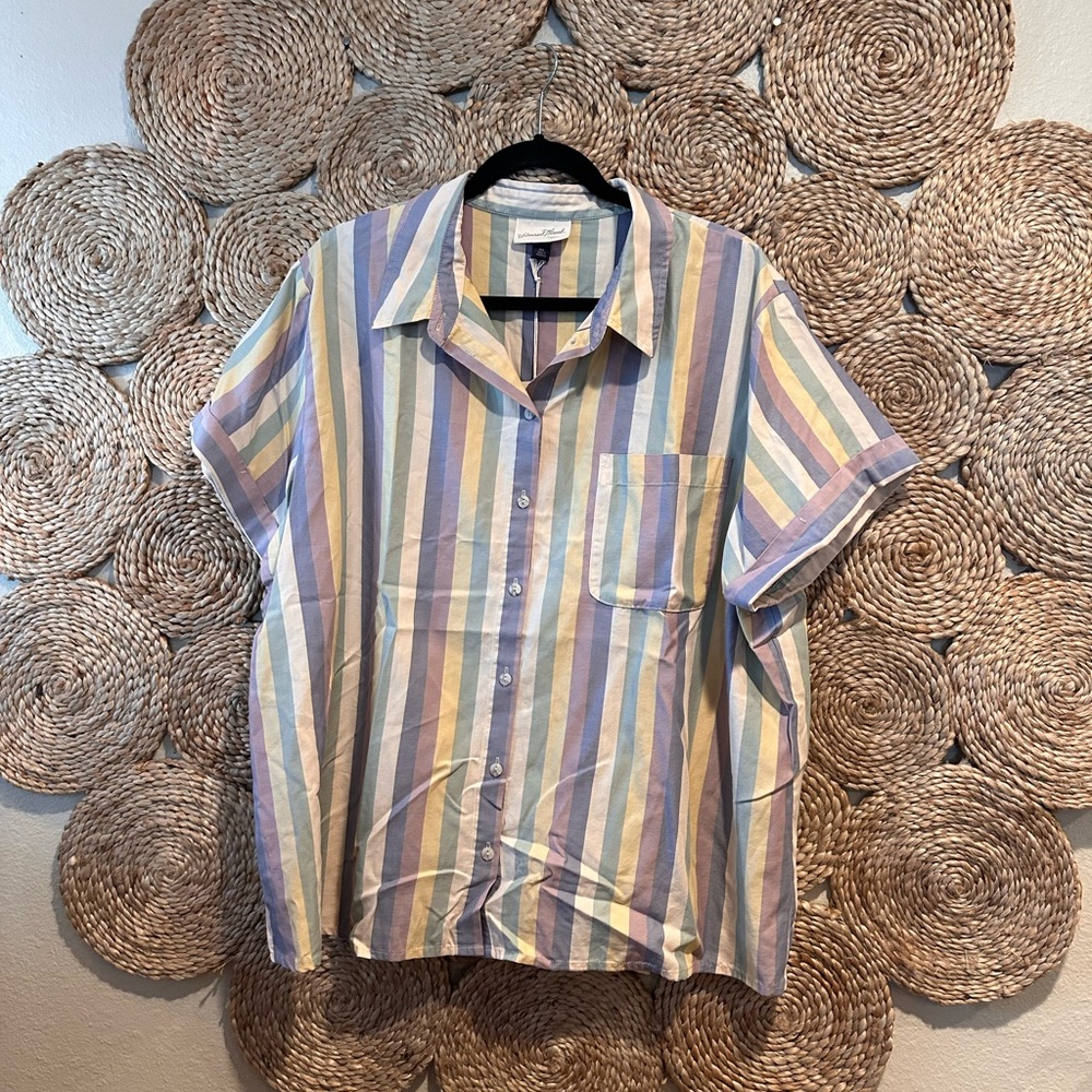 Universal Thread Pastel Stripe Button Up Blouse